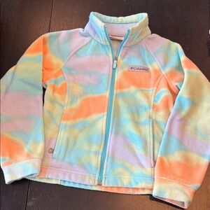 Columbia Pastel Tie-Dye Zip Benton Fleece Jacket Size XS (6/6X)